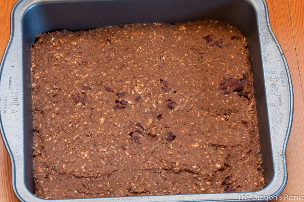 chocolate chargers energy bars in baking pan